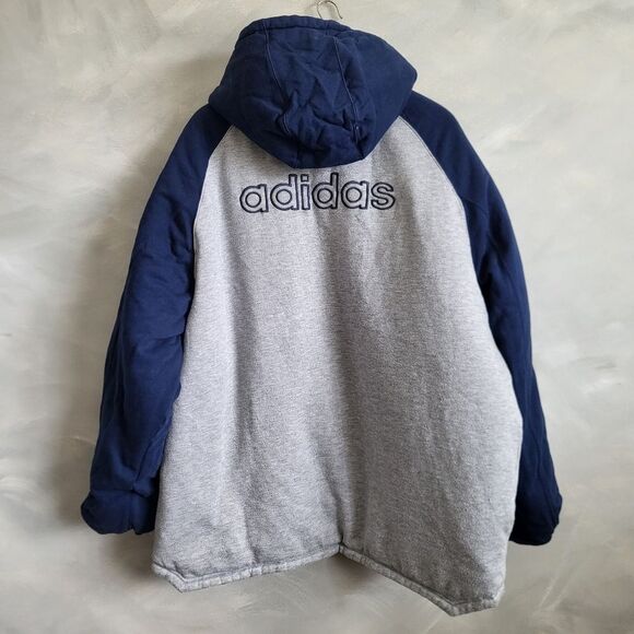 Vintage Adidas Padded Reversible Hood Jacket Size XL Blue Gray - Picture 11 of 14